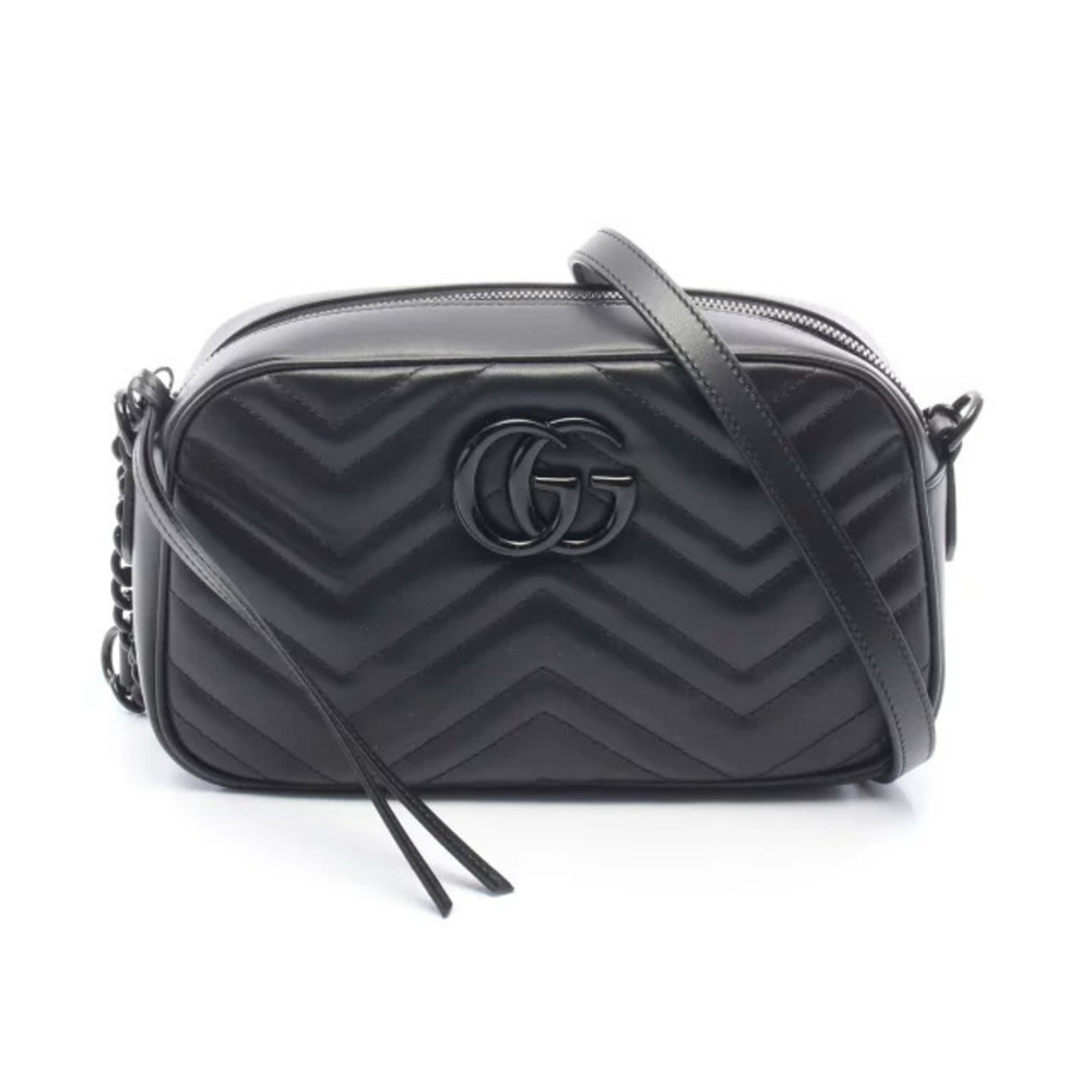 Gucci GG Marmont Shoulder Bag Leather Black New